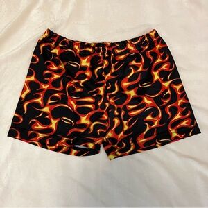 Y2K Gemsports AOP Flame Print Spandex Shorts Junior’s Size Medium